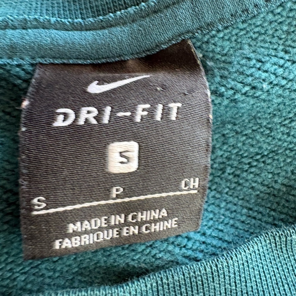 Nike Women's Teal Sweatshirt Dri-FIT FLocked Cropped Size small preloved - Picture 3 of 8